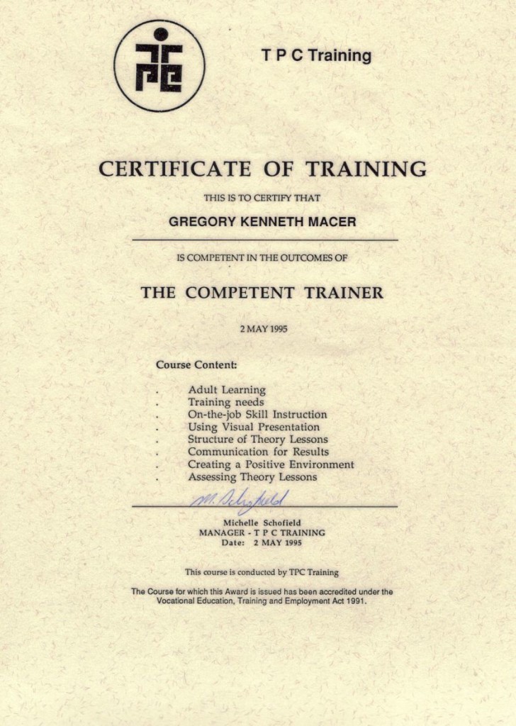 Adult Trainer Certificate