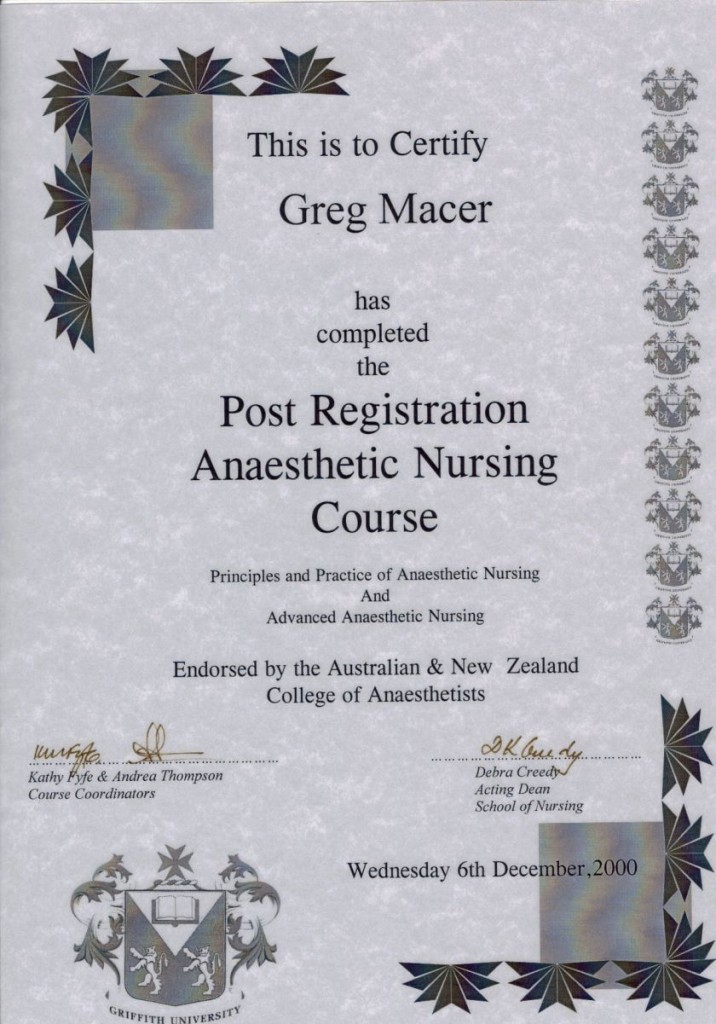 Anaesthetic Nursing Certificate